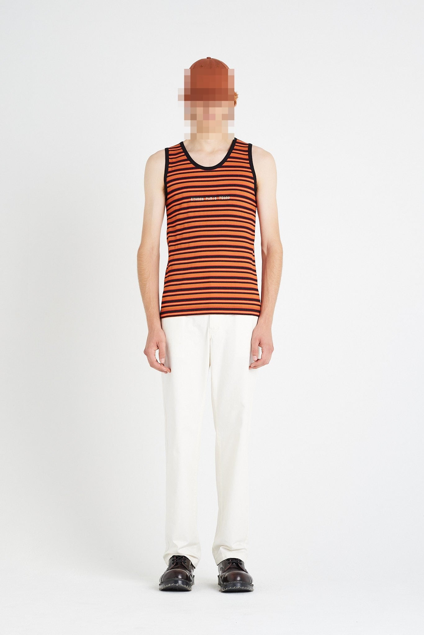 ÉTUDES PIPPEN RIB STRIPED ORANGE T-SHIRTS 1